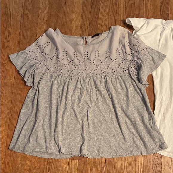 J. Crew Light Gray and White Short Sleeve Tees - Picture 2 of 16
